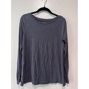 Loft Gray Long Sleeve Ruffled Womens Top Size S